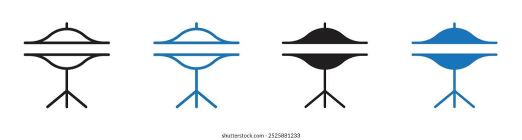 Band drums icon linear graphics set vector in black