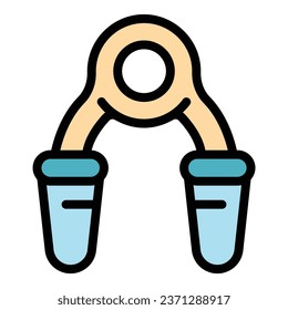 Vector de contorno del icono del selector de bandas. Brazo elástico. Color del entrenamiento deportivo