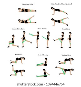 Band exercises workout on the white background. Vector illustration