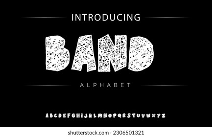 Band Funky colorful cartoon font type. Vector alphabet