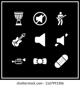 band icon. 9 band vector set. mute, electric guitar, band aid and trumpet icons for web and design about band theme