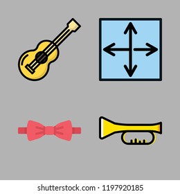 band icon set. vector set about resizing, trumpet, acoustic guitar and bow tie icons set.