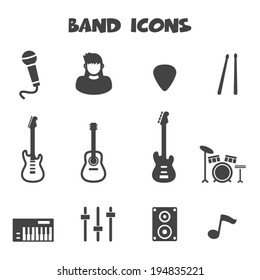 band icons, mono vector symbols