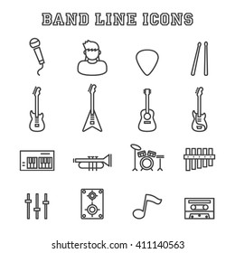 band line icons, vector pictogram set