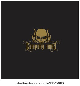 Band logo with rock genre. Skull and leaf design. Mystical and mysterious.