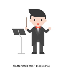 Band master and music stand, Set Profession character of people in uniform, flat design