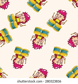 band member drummer , cartoon seamless pattern background
