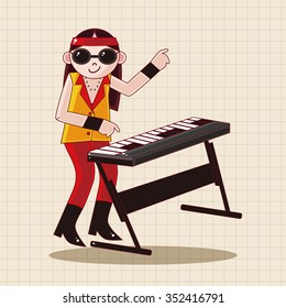 band member keyboard player theme elements