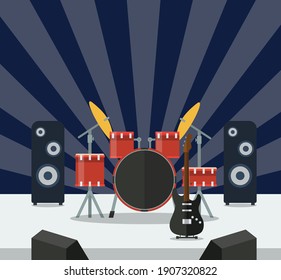 Band Musical Instruments. Vector flat illustration