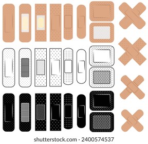 Band plaster or first aid medical bandages. Vector illustration