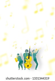 Band play jazz music in dribble and paper art style vector illustration