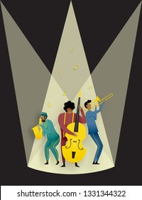 Band play jazz music in dribble and paper art style vector illustration