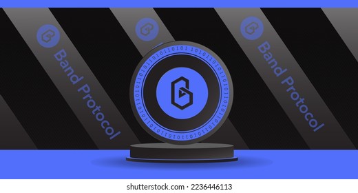 Band Protocol (BAND) crypto coin token banner and background 3D display vector illustration