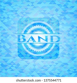 Band realistic sky blue emblem. Mosaic background