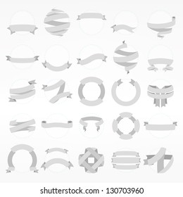 Band ribbon tape collection of fifteen design variations, eps10 vector copyspace element set