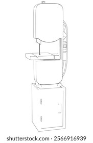 Band Saw Line Drawing Vector on White Background. Intricate Illustration for Woodworking, Carpentry, Furniture Making, and Tool Design