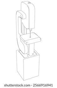 Band Saw Line Drawing Vector on White Background. Intricate Illustration for Woodworking, Carpentry, Furniture Making, and Tool Design