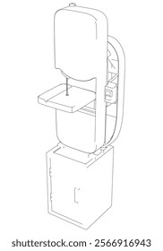 Band Saw Line Drawing Vector on White Background. Intricate Illustration for Woodworking, Carpentry, Furniture Making, and Tool Design