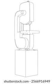 Band Saw Line Drawing Vector on White Background. Intricate Illustration for Woodworking, Carpentry, Furniture Making, and Tool Design