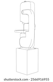 Band Saw Line Drawing Vector on White Background. Intricate Illustration for Woodworking, Carpentry, Furniture Making, and Tool Design