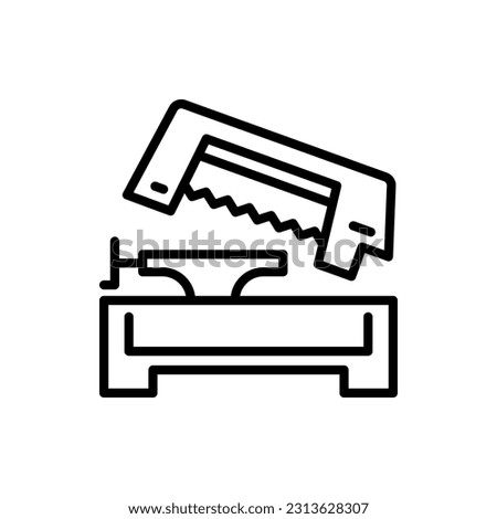 Band saw machine vector icon. Industrial cutting machine for metal, steel bar, precise high speed cutting.