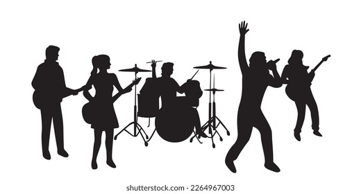 band silhouette design. music concert vector illustration.