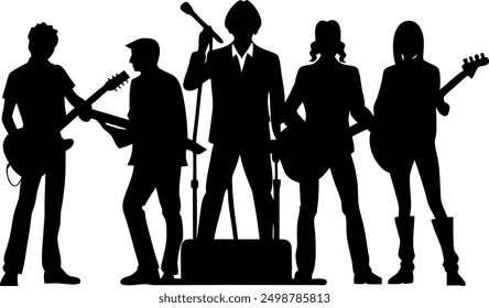 Band Silhouette Full Lineup vector