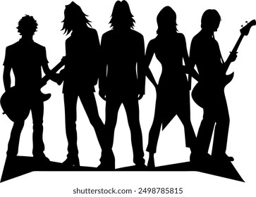 Band Silhouette Full Lineup vector