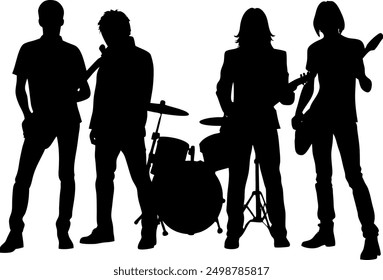 Band Silhouette Full Lineup vector