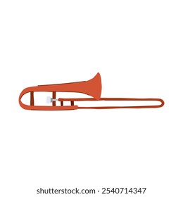 band trombone cartoon. sound musician, concert orchestra, notes practice band trombone sign. isolated symbol vector illustration