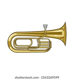 band tuba cartoon. sound valve, mouthpiece bell, concert symphony band tuba sign. isolated symbol vector illustration