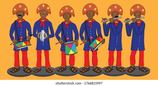 The Banda de Pifanos, fife and percussion band typical figures of the Northeast Brazilian handicrafts