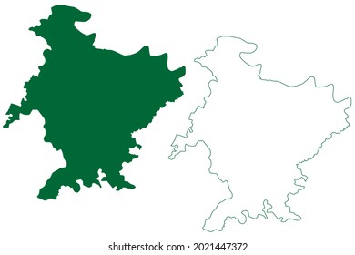 Banda District (Uttar Pradesh State, Republic Of India) Map Vector Illustration, Scribble Sketch Banda Map