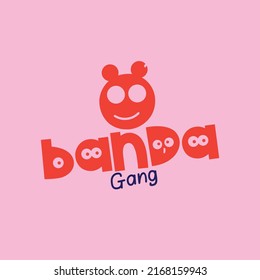 banda gang Typography kids funny cartoon Logo Design 