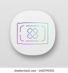 Bandage app icon. Virtual video game inventory. Medical first aid kit plaster, patch for player. Trauma, injury treatment. UI/UX user interface. Web or mobile application. Vector isolated illustration