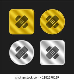 Bandage cross gold and silver metallic coin logo icon design