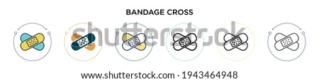 Bandage cross icon in filled, thin line, outline and stroke style. Vector illustration of two colored and black bandage cross vector icons designs can be used for mobile, ui, web
