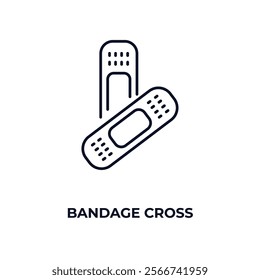 bandage cross outline icon. Linear vector from medical concept. Thin line bandage cross icon isolated on white background