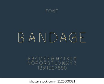 Bandage font. Vector alphabet letters and numbers. Typeface design