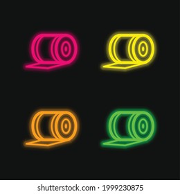 Bandage four color glowing neon vector icon