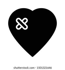 bandage heart glyph flat vector icon