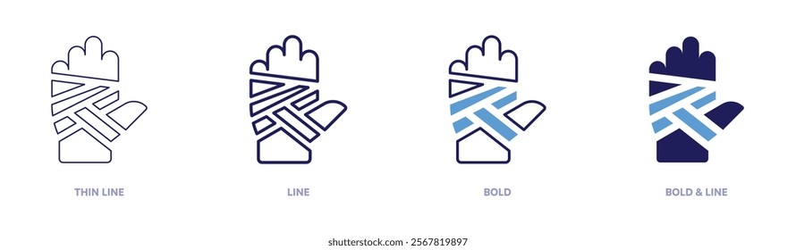 Bandage icon in 4 different styles. Thin Line, Line, Bold, and Bold Line. Duotone style. Editable stroke.