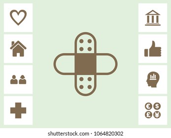 Bandage Icon With Bonus Icons. Eps-10.