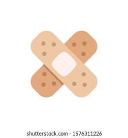 Bandage icon in flat style. Plaster vector illustration on white isolated background. First aid kit business concept.