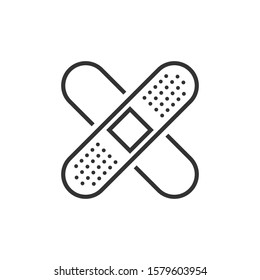 Bandage icon in flat style. Plaster vector illustration on white isolated background. First aid kit business concept.