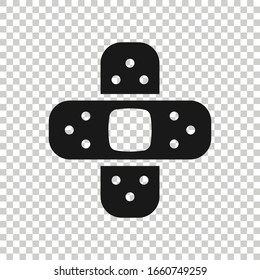 Bandage icon in flat style. Plaster vector illustration on white isolated background. First aid kit business concept.