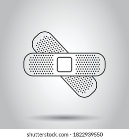 Bandage icon in flat style. Plaster vector illustration on white isolated background. First aid kit business concept.