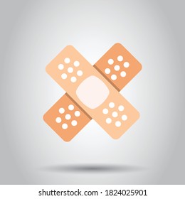 Bandage icon in flat style. Plaster vector illustration on white isolated background. First aid kit business concept.