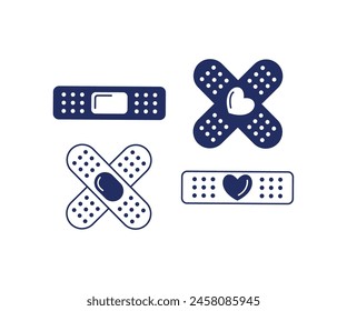 bandage icon with heart injury pain vector design simple flat illustration colletions 