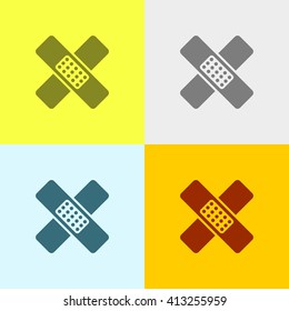 Bandage Icon on Four Different Backgrounds. Eps-10.